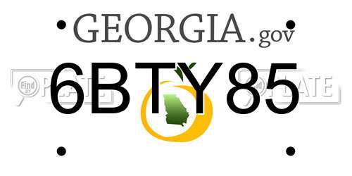 6BTY85 Georgia License Plate