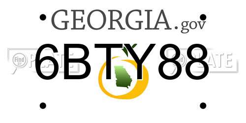 6BTY88 Georgia License Plate