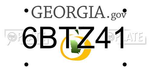 6BTZ41 Georgia License Plate
