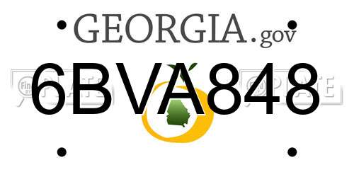6BVA848 Georgia License Plate