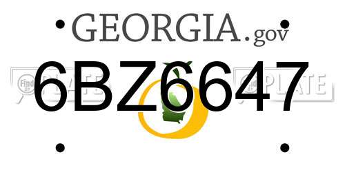 6BZ6647 Georgia License Plate
