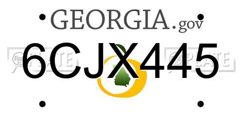 6CJX445 Georgia License Plate