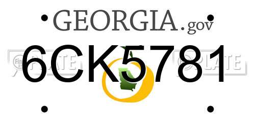 6CK5781 Georgia License Plate