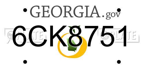 6CK8751 Georgia License Plate