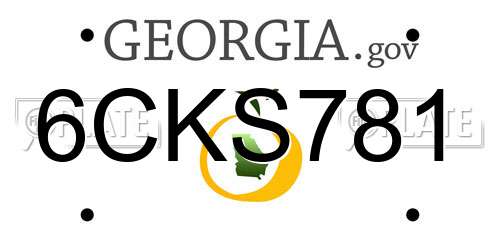 6CKS781 Georgia License Plate