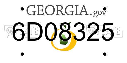 6D08325 Georgia License Plate