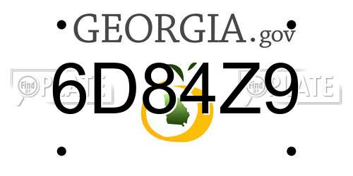 6D84Z9 Georgia License Plate