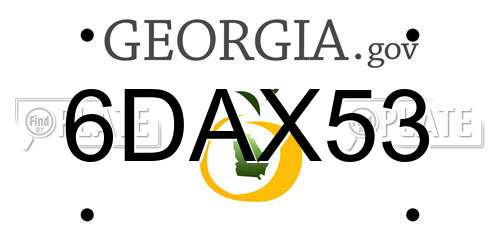 6DAX53 Georgia License Plate