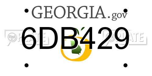 6DB429 Georgia License Plate