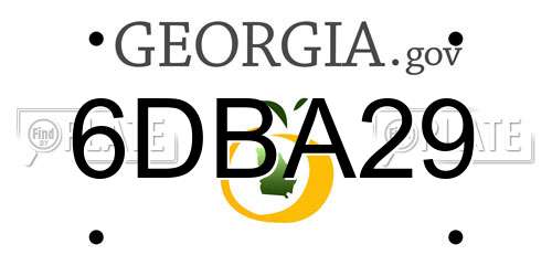 6DBA29 Georgia License Plate