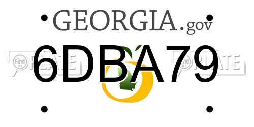 6DBA79 Georgia License Plate