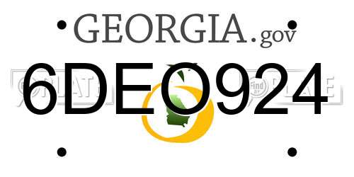 6DEO924 Georgia License Plate