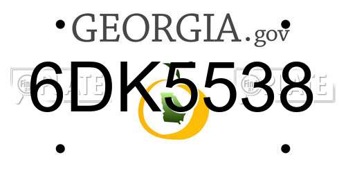 6DK5538 Georgia License Plate