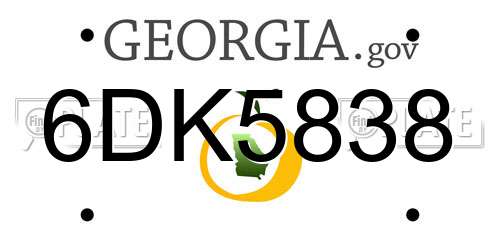 6DK5838 Georgia License Plate