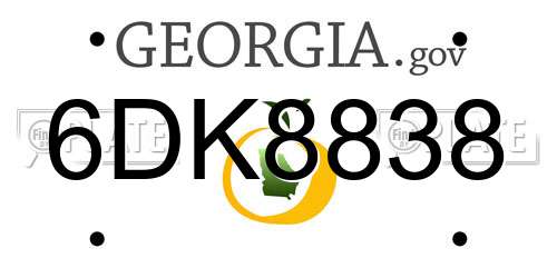 6DK8838 Georgia License Plate
