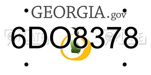 6DO8378 Georgia License Plate