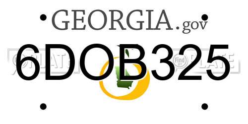 6DOB325 Georgia License Plate