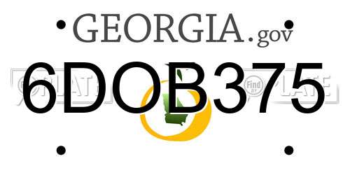 6DOB375 Georgia License Plate