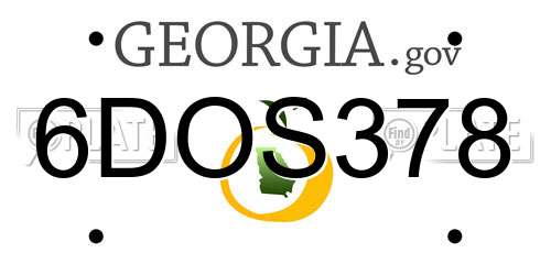 6DOS378 Georgia License Plate