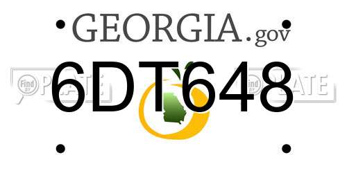 6DT648 Georgia License Plate