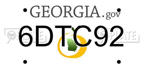 6DTC92 Georgia License Plate