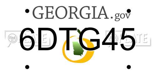 6DTG45 Georgia License Plate