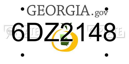 6DZ2148 Georgia License Plate