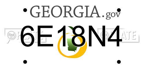 6E18N4 Georgia License Plate