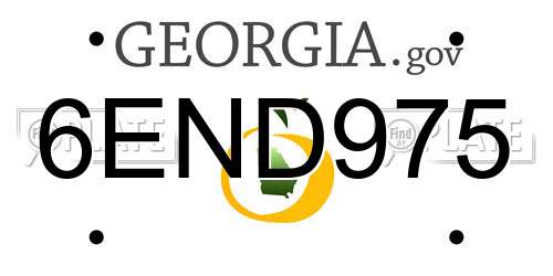 6END975 Georgia License Plate
