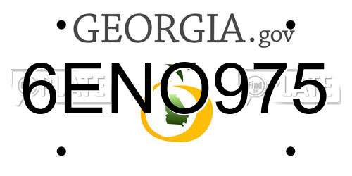 6ENO975 Georgia License Plate
