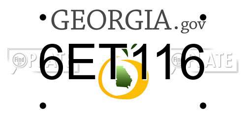 6ET116 Georgia License Plate