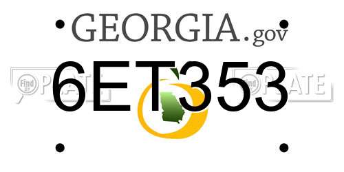 6ET353 Georgia License Plate