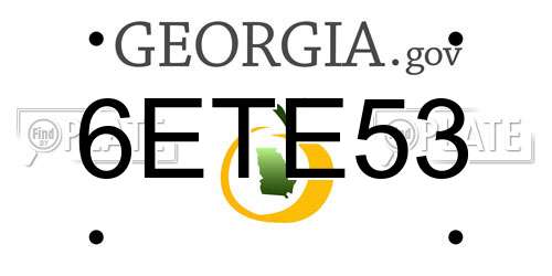 6ETE53 Georgia License Plate