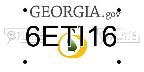 6ETI16 Georgia License Plate