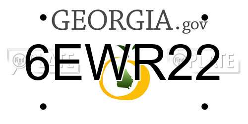 6EWR22 Georgia License Plate