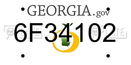 6F34102 Georgia License Plate