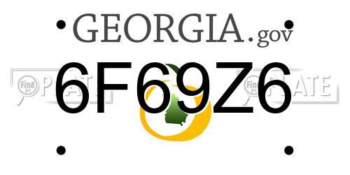 6F69Z6 Georgia License Plate