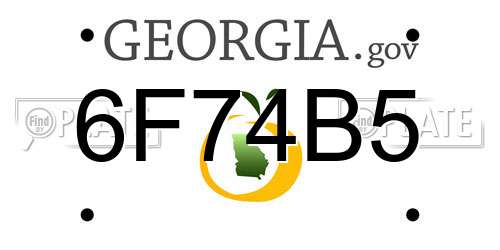 6F74B5 Georgia License Plate