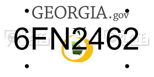 6FN2462 Georgia License Plate