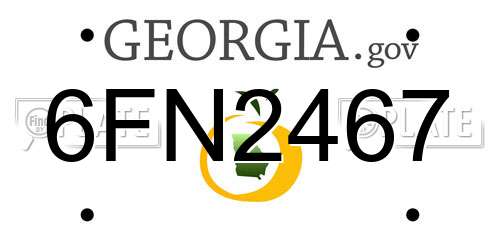 6FN2467 Georgia License Plate
