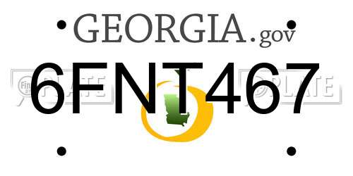 6FNT467 Georgia License Plate