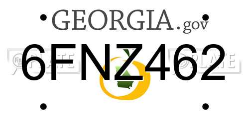 6FNZ462 Georgia License Plate