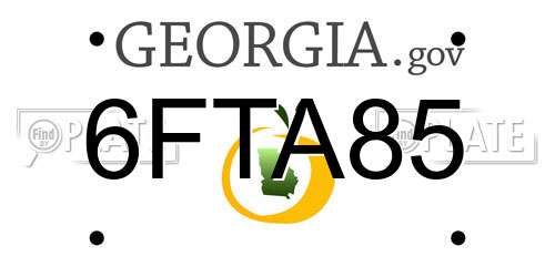 6FTA85 Georgia License Plate