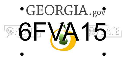 6FVA15 Georgia License Plate