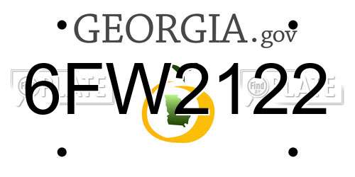 6FW2122 Georgia License Plate