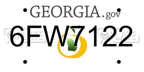 6FW7122 Georgia License Plate
