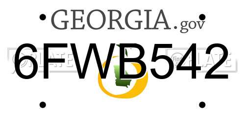 6FWB542 Georgia License Plate