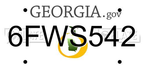 6FWS542 Georgia License Plate