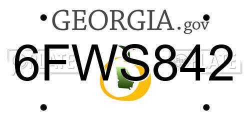 6FWS842 Georgia License Plate