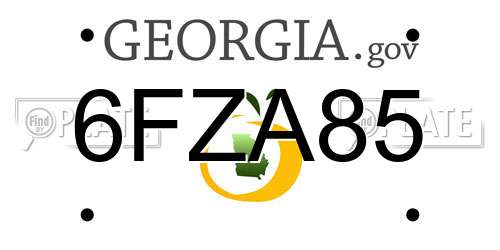 6FZA85 Georgia License Plate